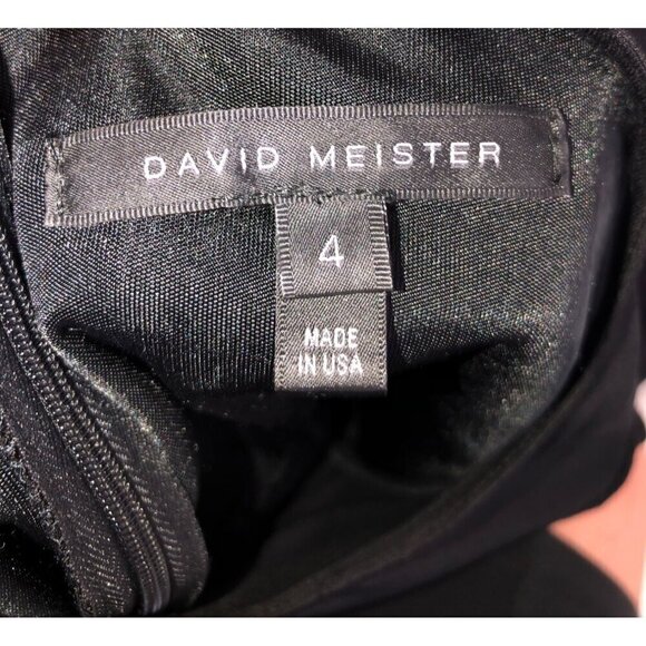 David Meister Little Black Dress Size 4 Sheer Top Short Sleeve Chic Classic USA - Picture 4 of 12